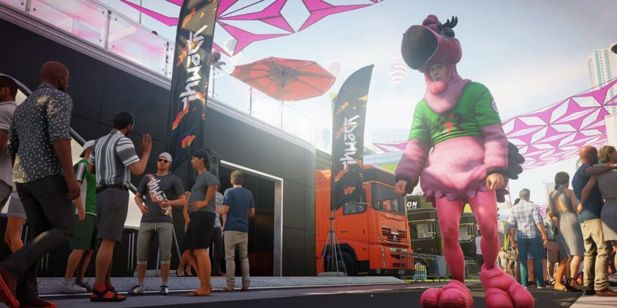 Hitman 2 - Agent 47 disguised as a mascot in Miami