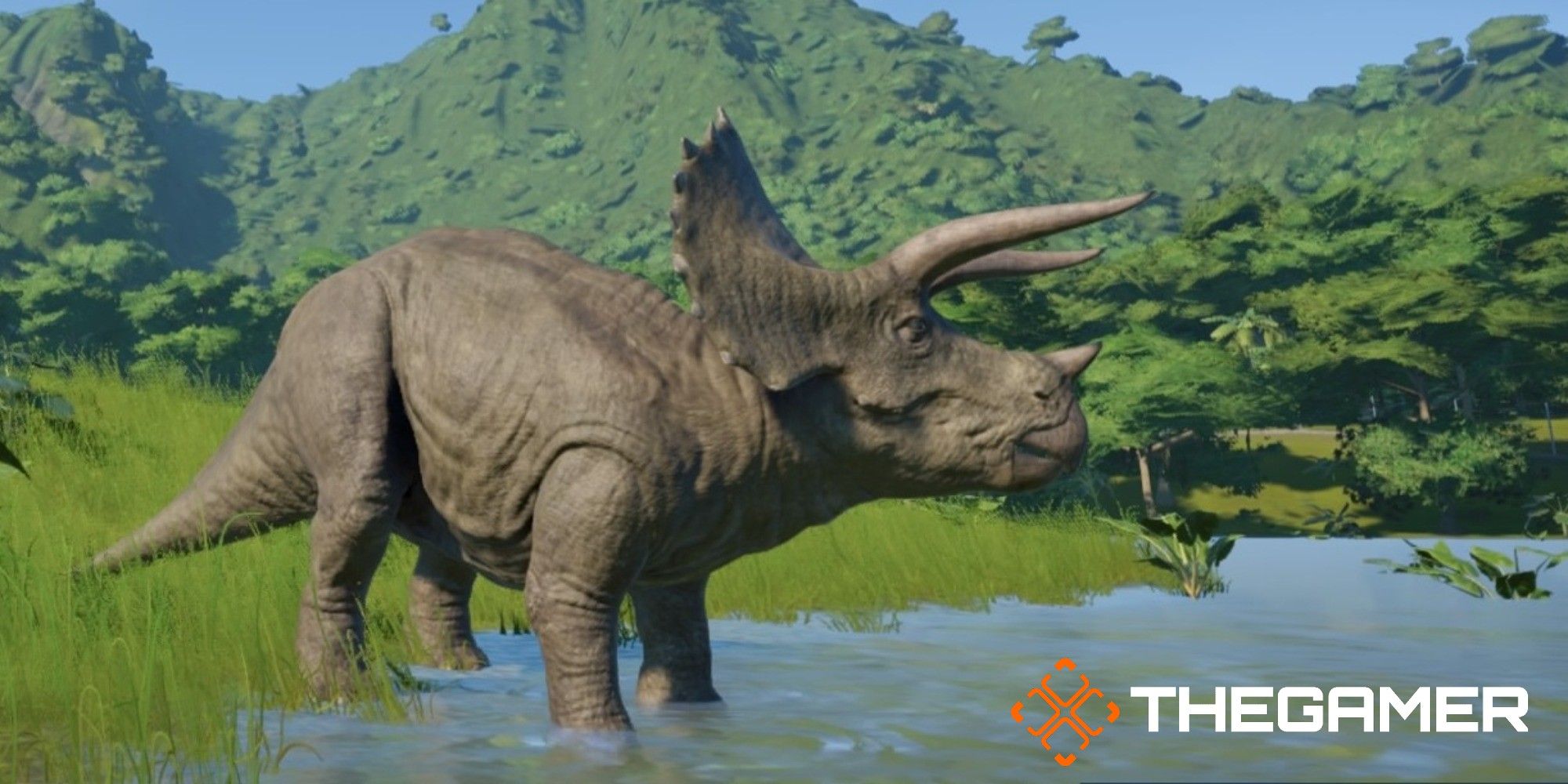 Jurassic World Evolution Triceratops in Water