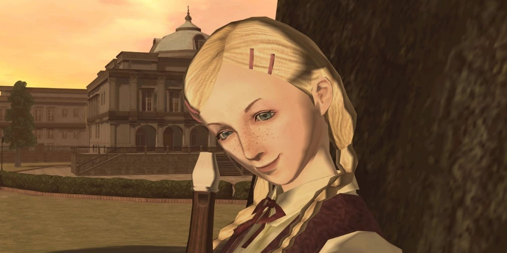 Kimmy Howell at the academy looking into camera from No More Heroes 2