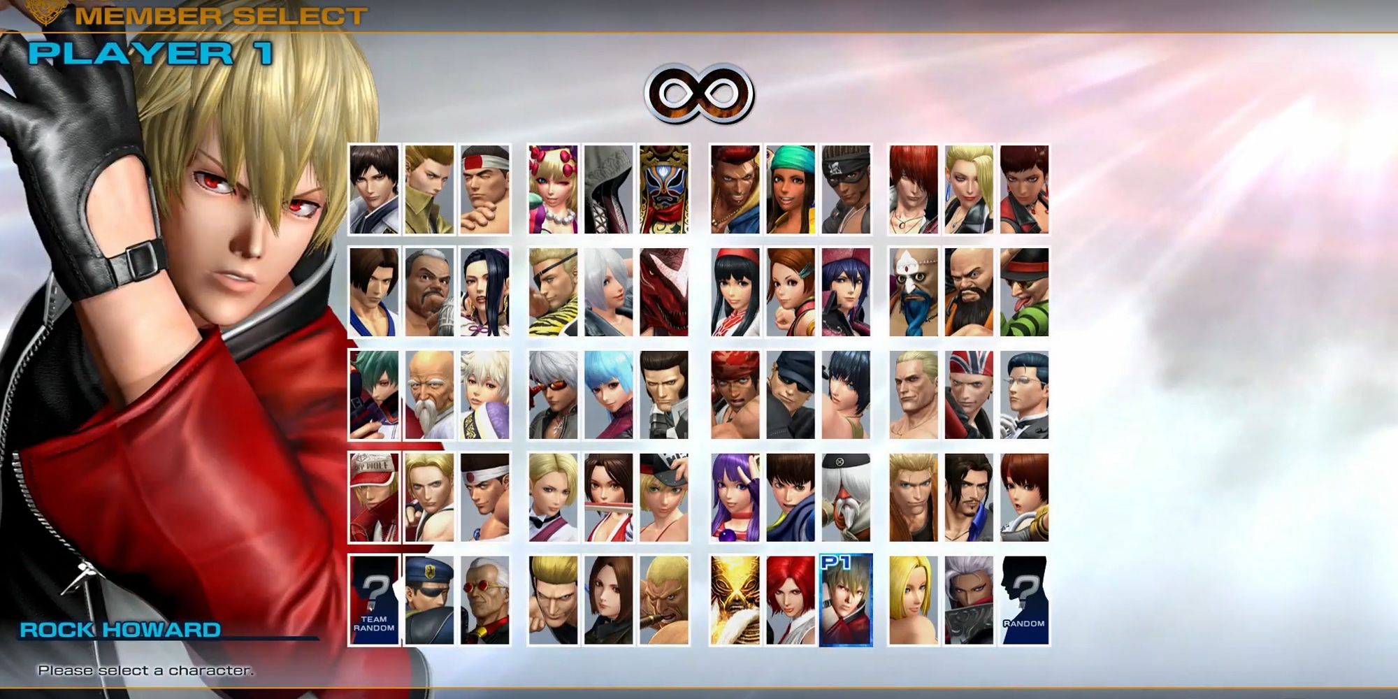 The Character Select Screen for The King Of Fighters XIV
