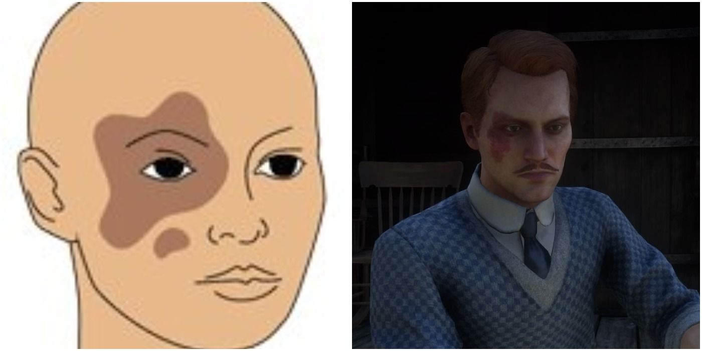 Drawing of the Kraff Descendant on the Epsilon website in GTA V (left) and Francis Sinclair in RDR2 (right)