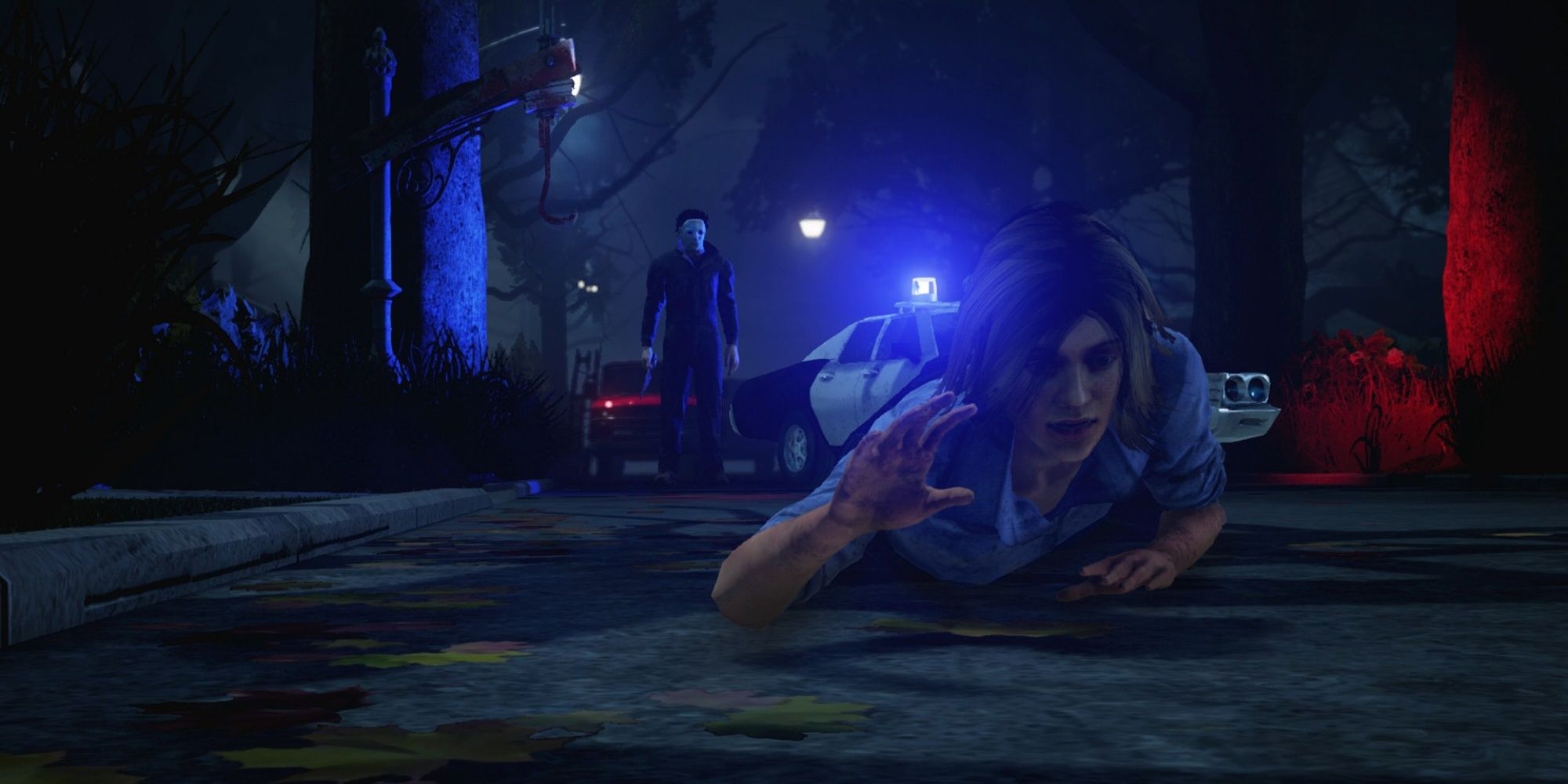 Laurie Strode crawling away from Michael Myers in Dead By Daylight