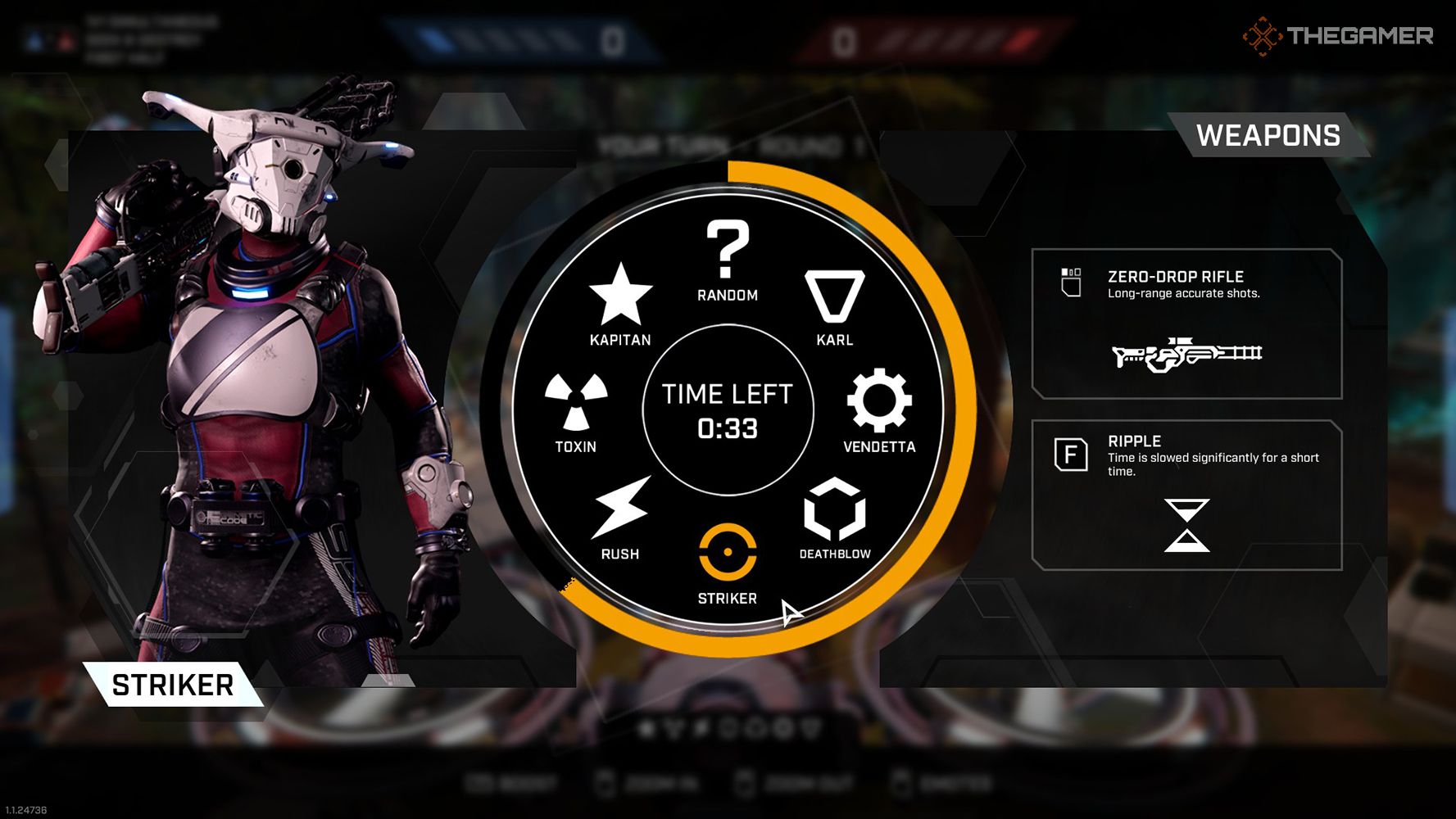Lemnis Gate Striker selection screen