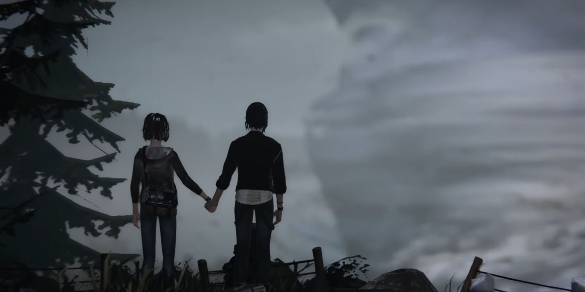 Life Is Strange Screenshot Of Max and Chloe Watching The End Of Arcadia Bay