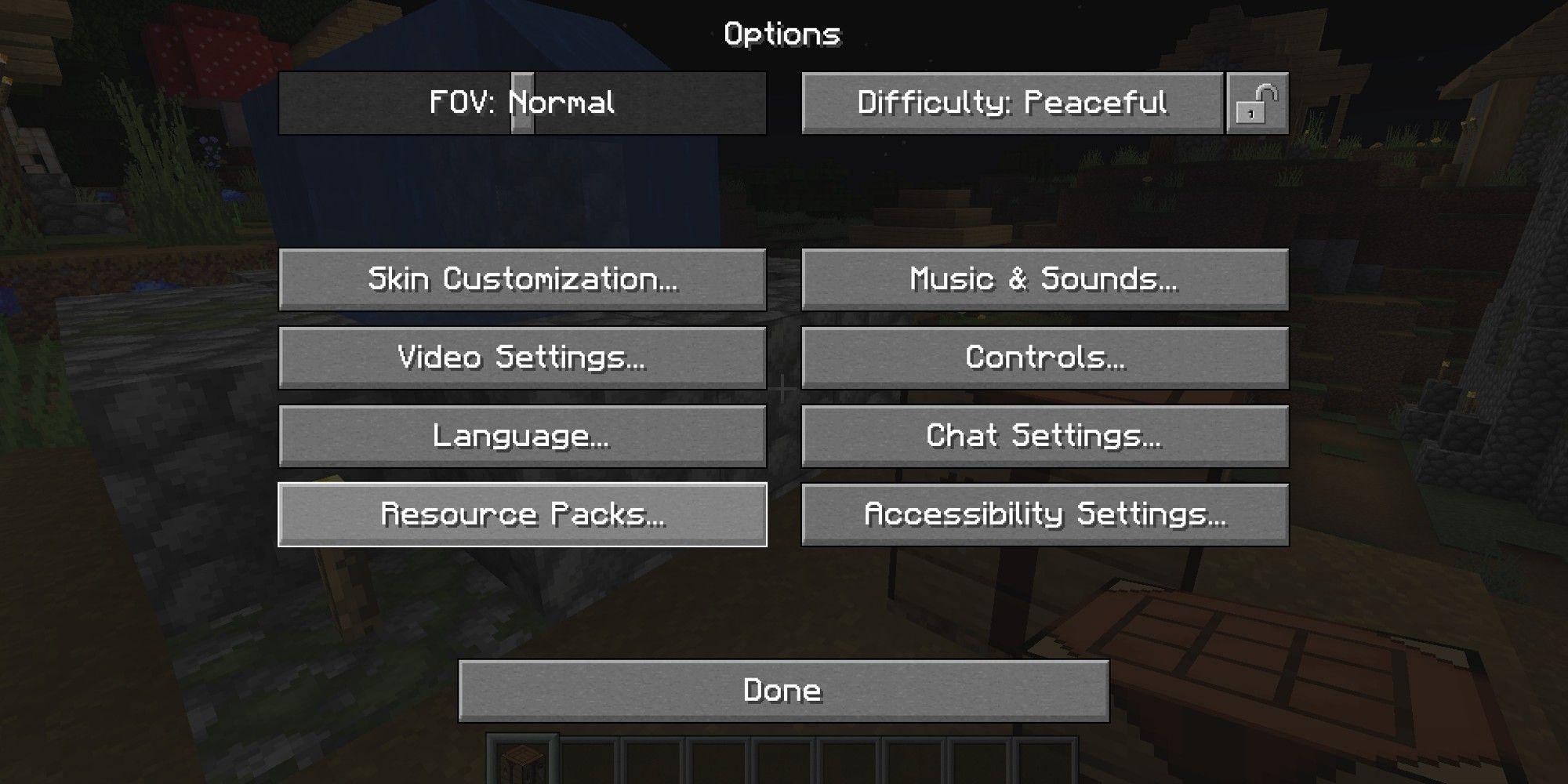 Minecraft pause menu