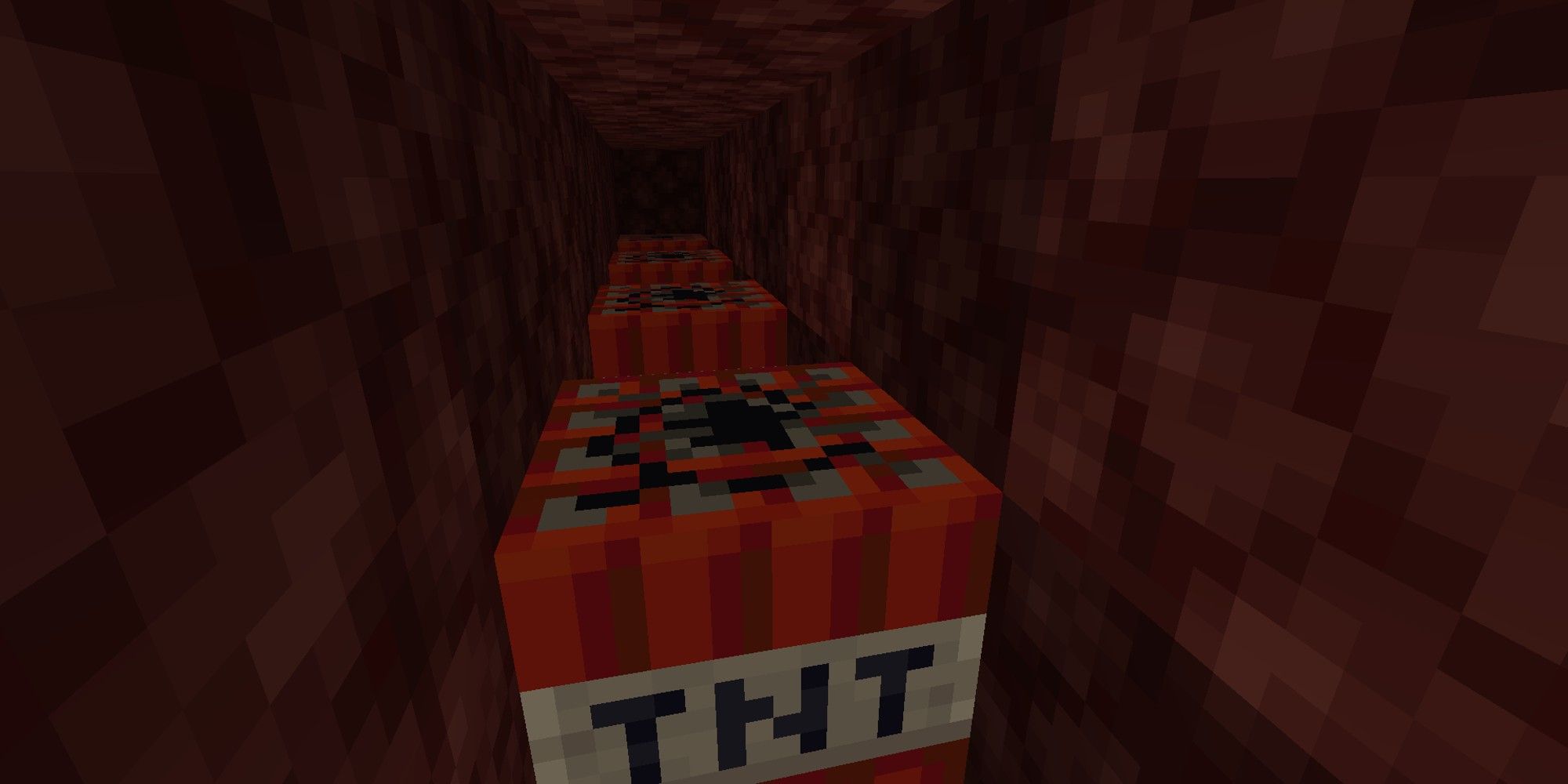strip mine tunnel with tnt placed