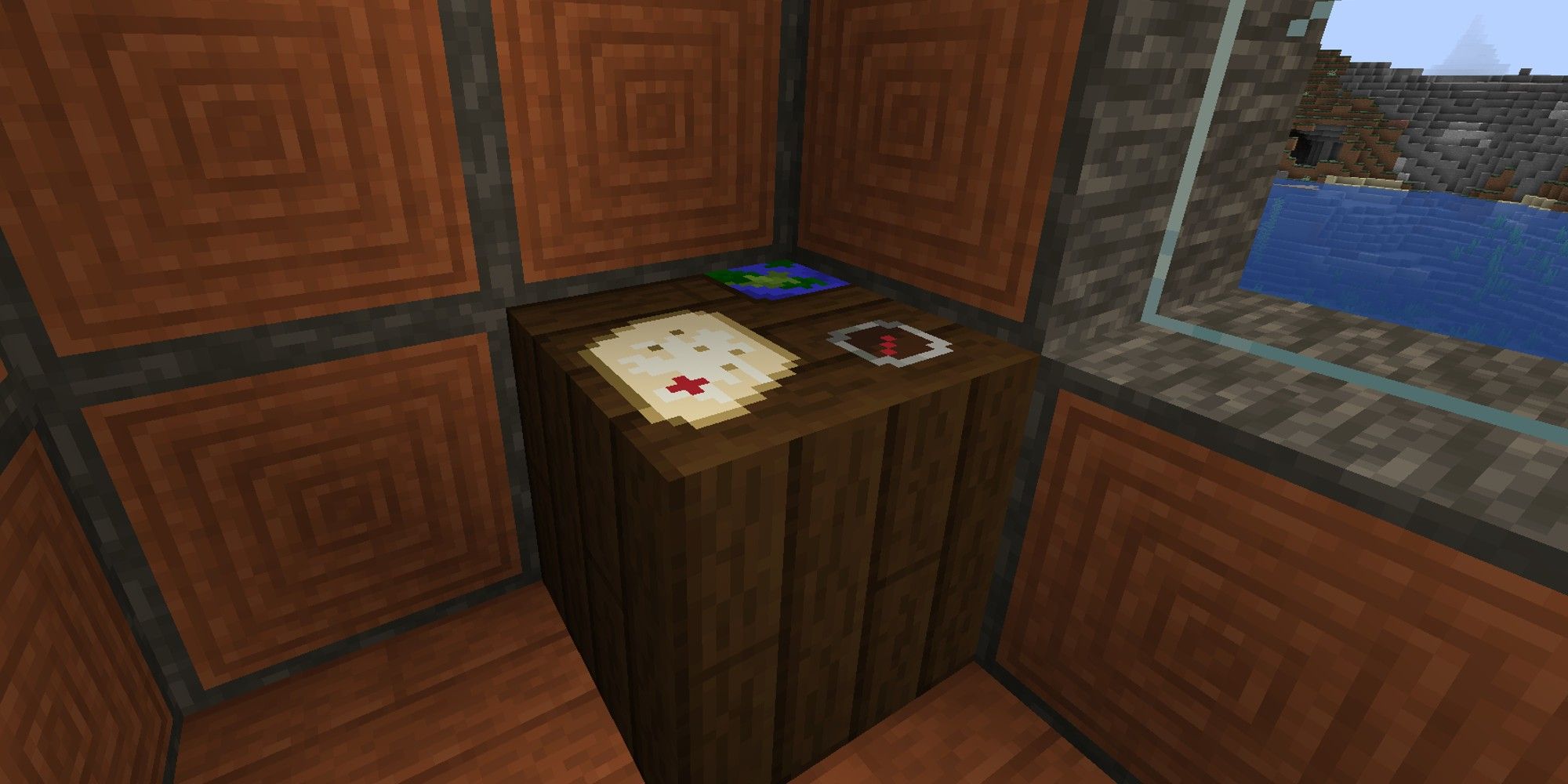 cartography table in corner of villagers house