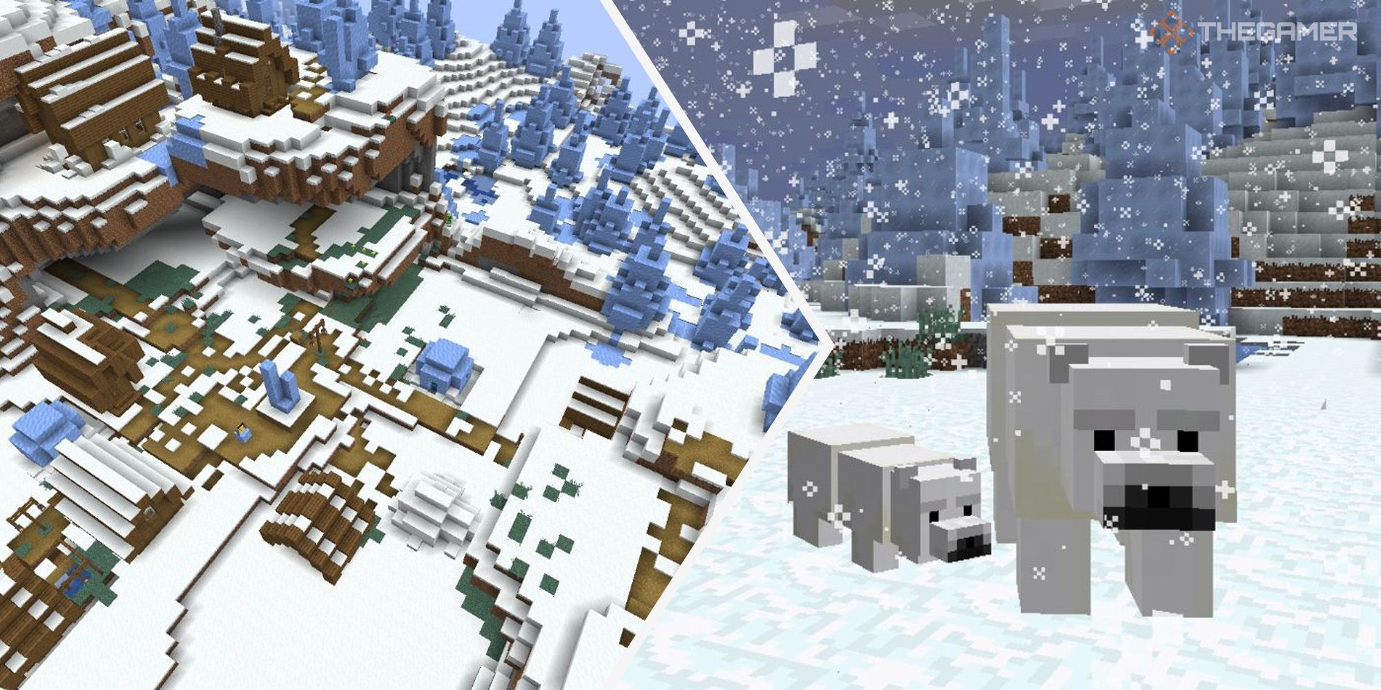 Minecraft snowy landscape collage