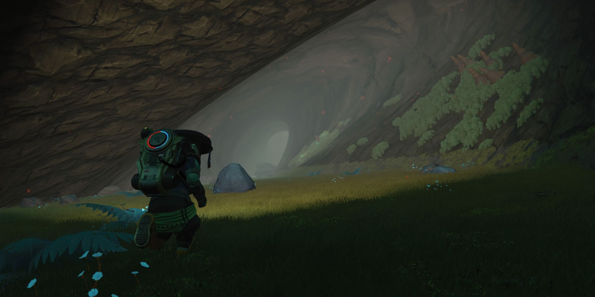 No Man's Sky Gek running underground in cave