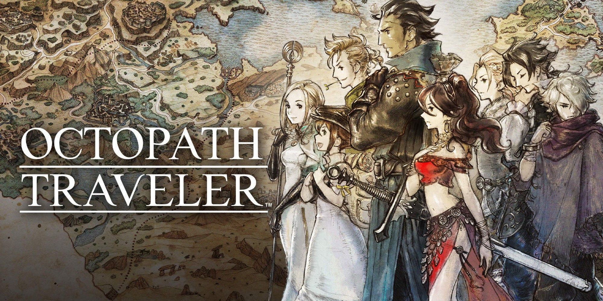 official art for octopath traveler will all eight character on screen