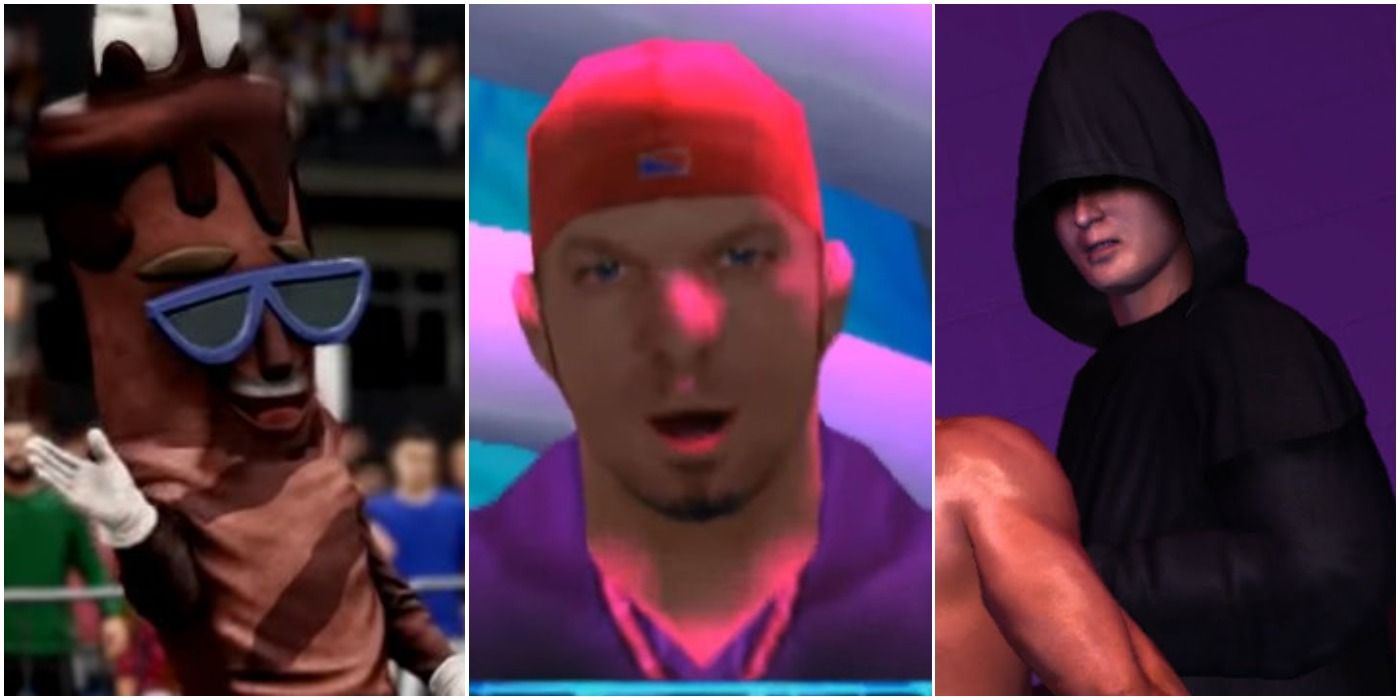 From left to right: Ribbie in WWE 2k20, Fred Durst in WWF Smackdown Just Bring It and one of Undertaker's druids in Smackdown Vs. Raw 2011. All of which were somehow playable characters