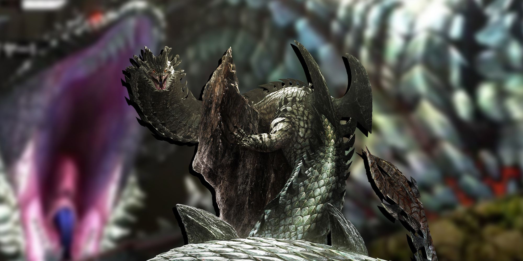 PNG Of Dalamadur Overlaid On Image Of Dalamadur Screaming At The Player In Monster Hunter 4