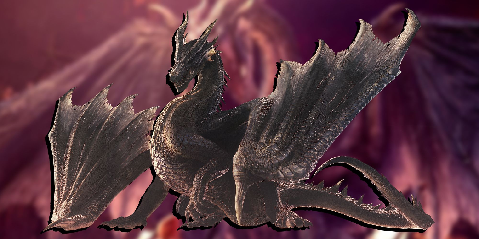 PNG Of Fatalis Overlaid On Image Of Fatalis In Its Introduction Cutscene Within The Iceborne Expansion