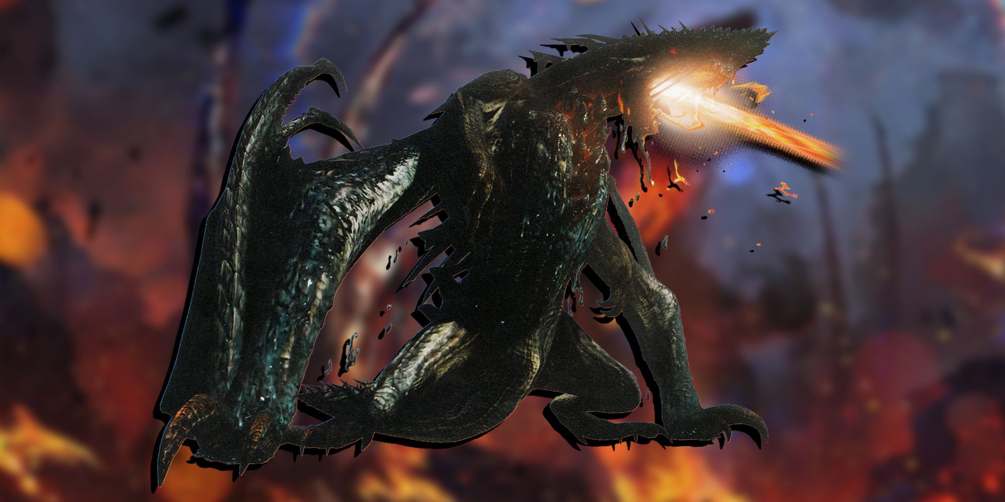 PNG Of Gogmazios Overlaid On Image Of Gogmazios Introduction Cutscene In Monster Hunter 4 Ultimate