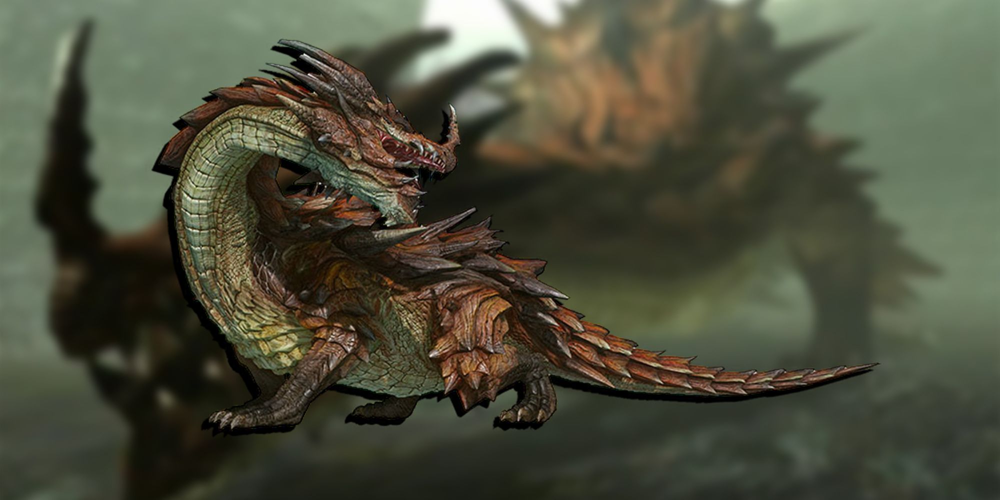 PNG Of Lao Shan Lung Overlaid On Image Of It Slowly Walking Through The Valley In The Original Monster Hunter