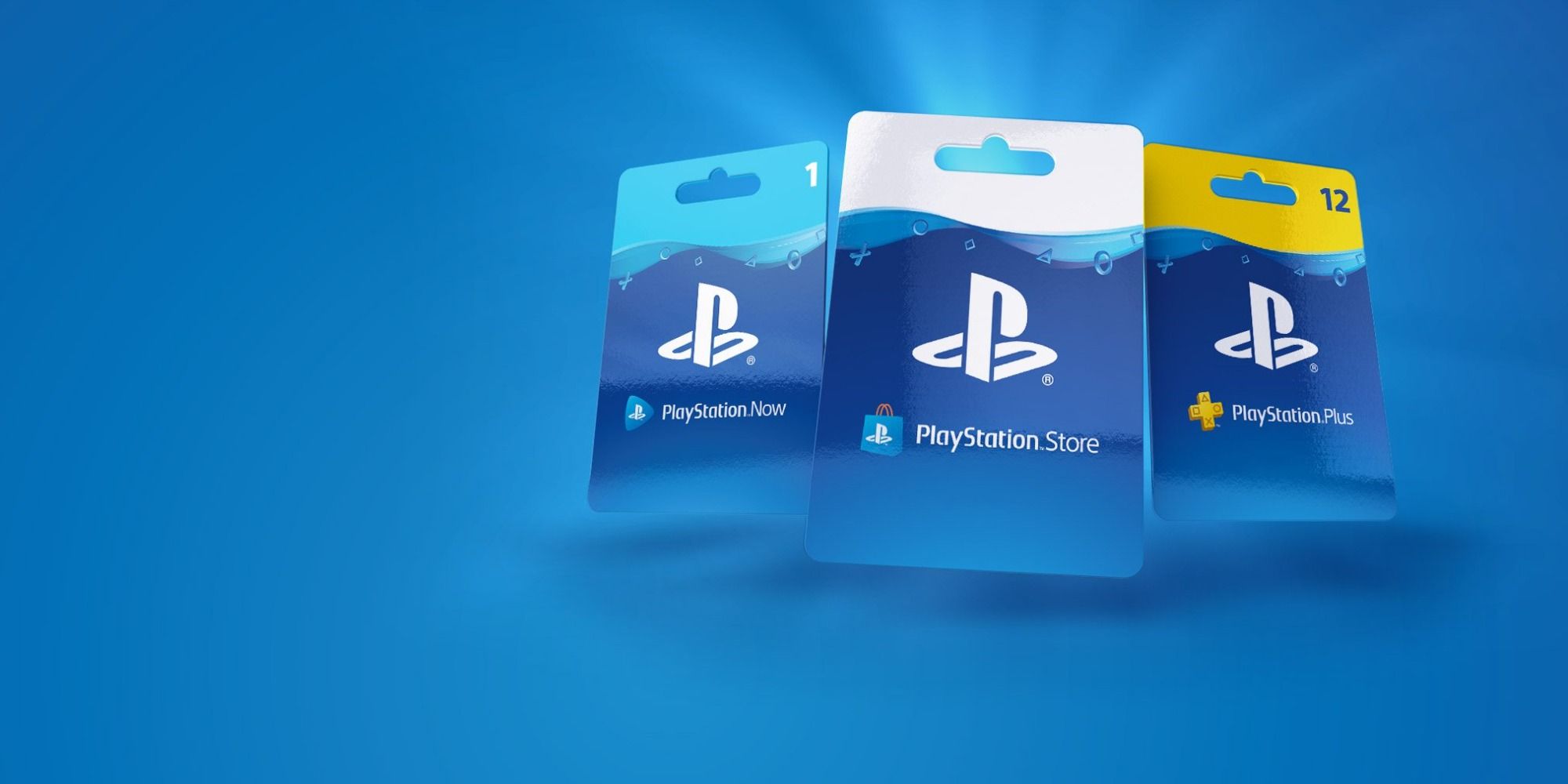 Playstation store cards left to right Now, Store, Plus