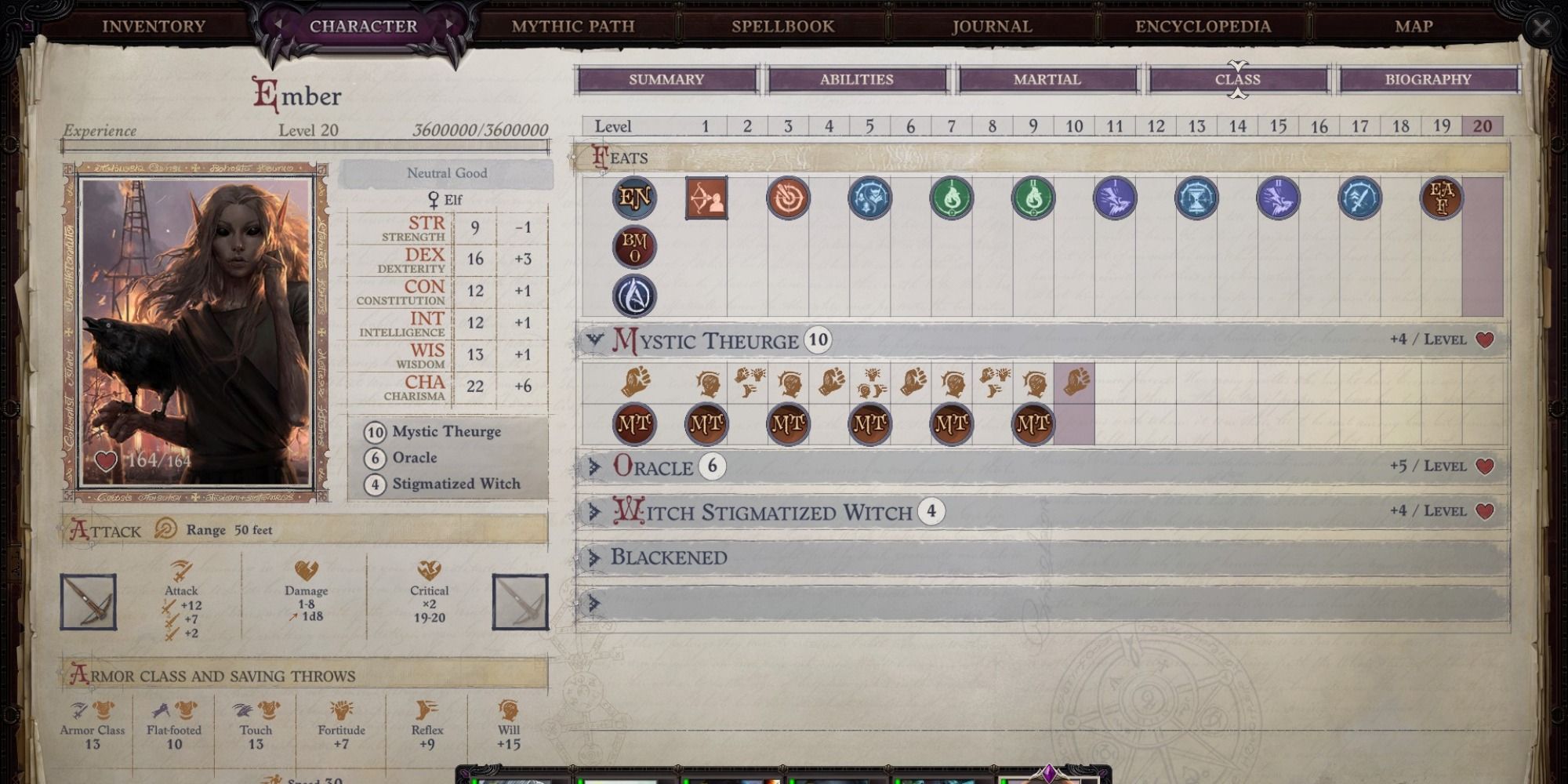 Mystic Theurge Build for Ember in Pathfinder Wrath of the Righteous