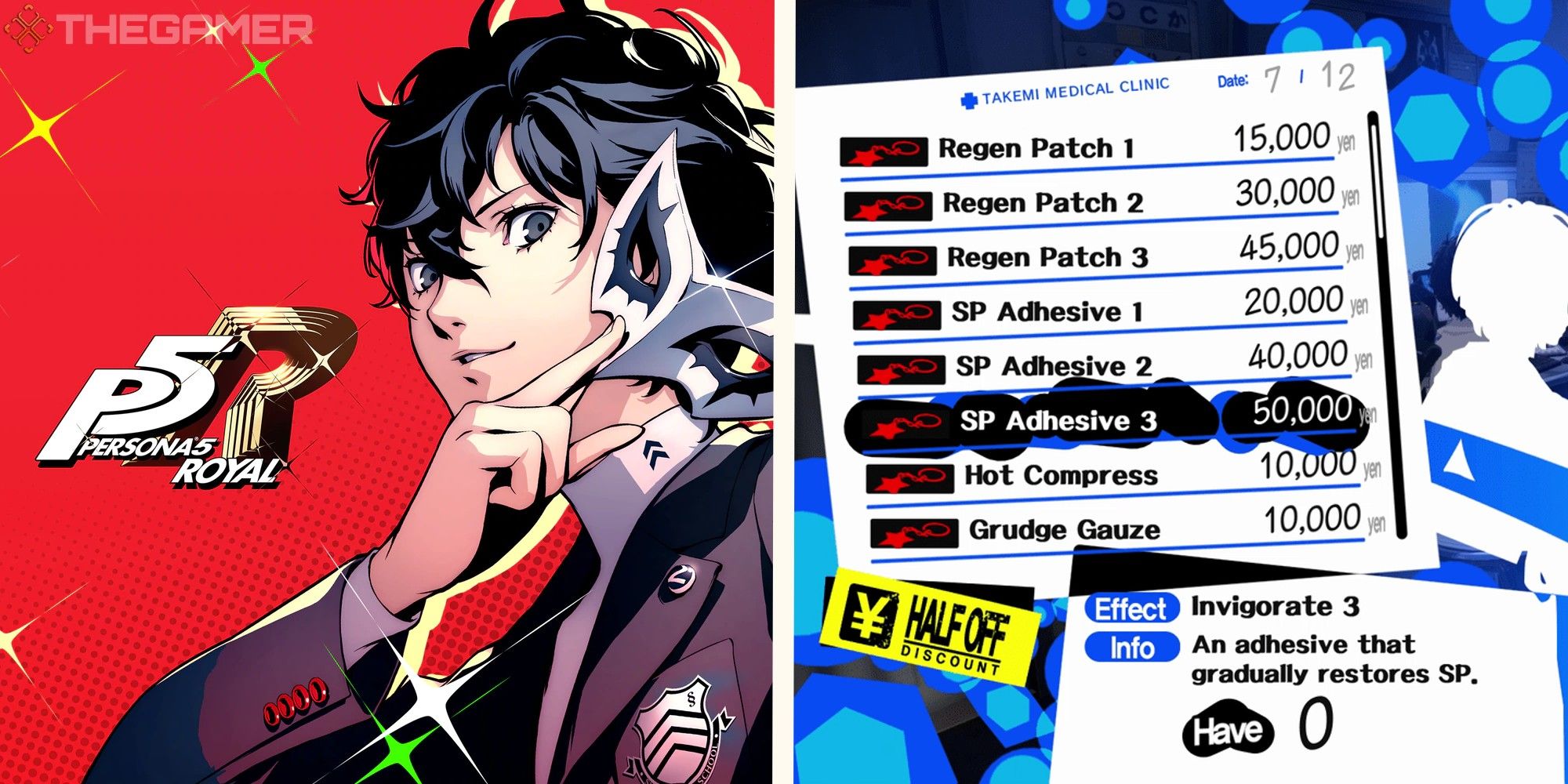 image of joker from persona next to image of SP adhesive patch description