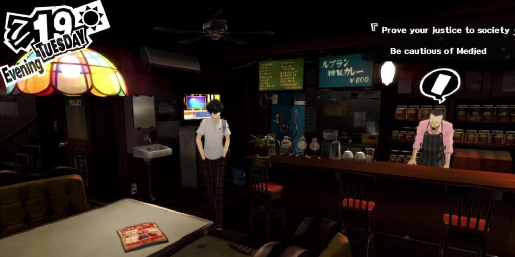 joker and sojiro inside leblanc cafe