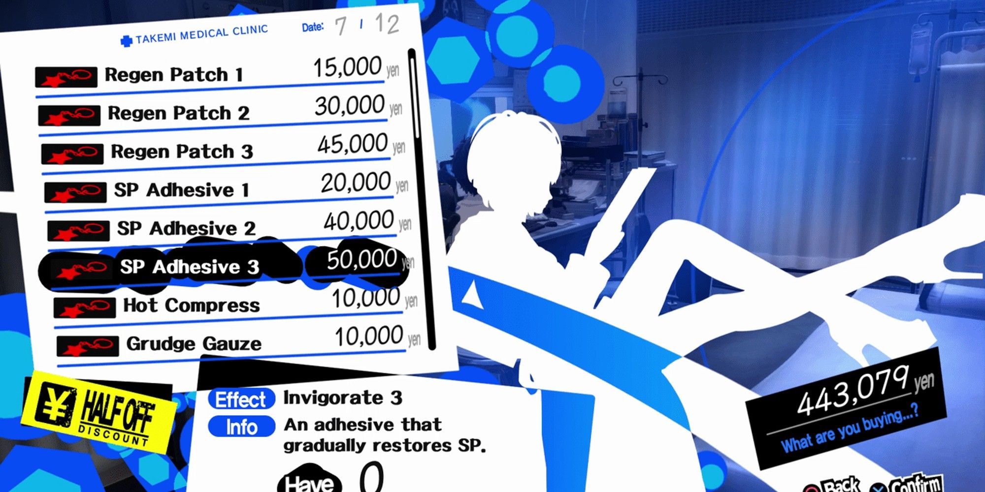 purchase menu from takemi's clinic shop in persona 5 royal