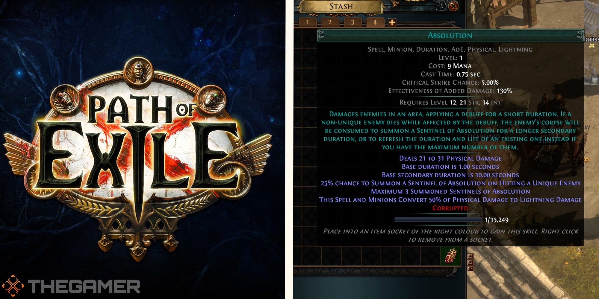 path of exile logo next to image of corrupted gem