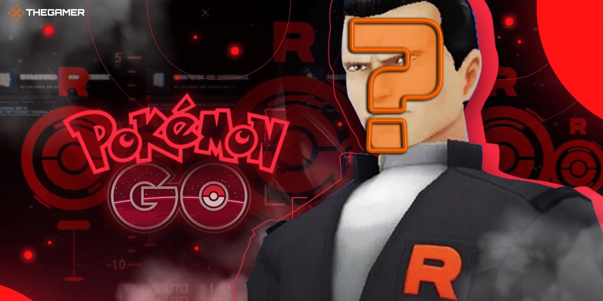 Pokemon GO Promo picture of Giovanni with a question mark over his face