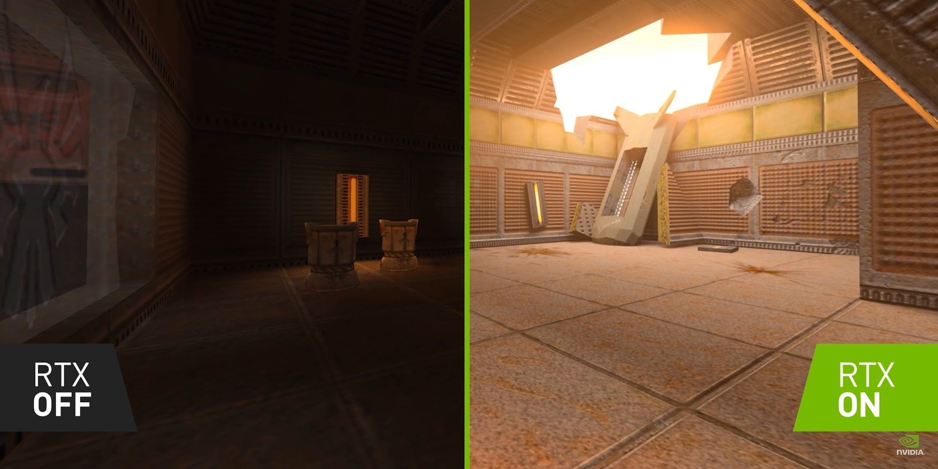 A comparison between the RTX and non-RTX versions of Quake 2