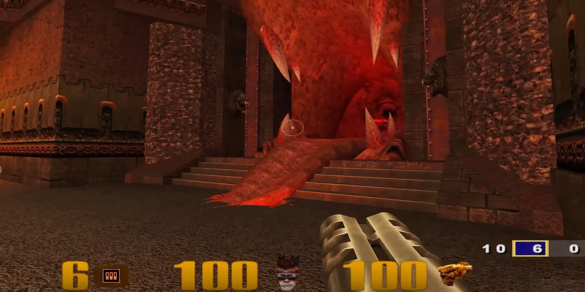 A player wields the Super Shotgun in Quake 3 Arena