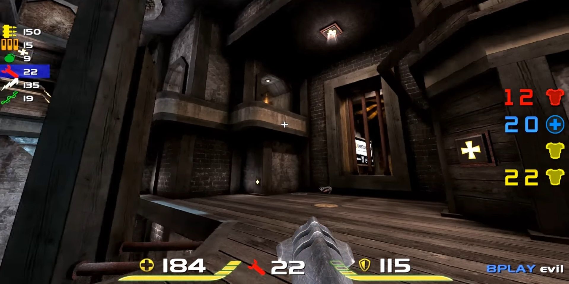 A player using the rocket launcher in Quake Live