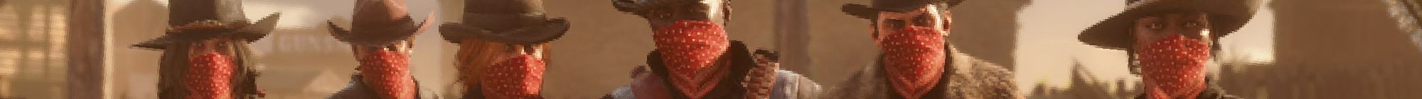 Red Dead Online Divider 6 - a row of gang members in bandanas with only their faces visible