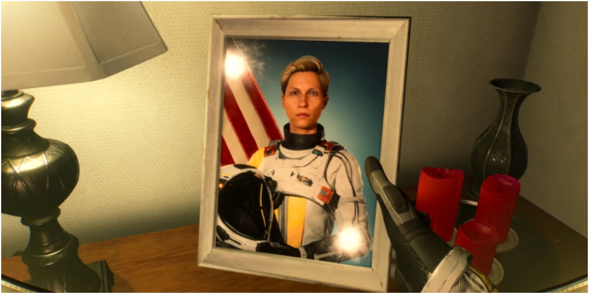 Returnal Selene Looks At A Picture Of Herself As An Astronaut