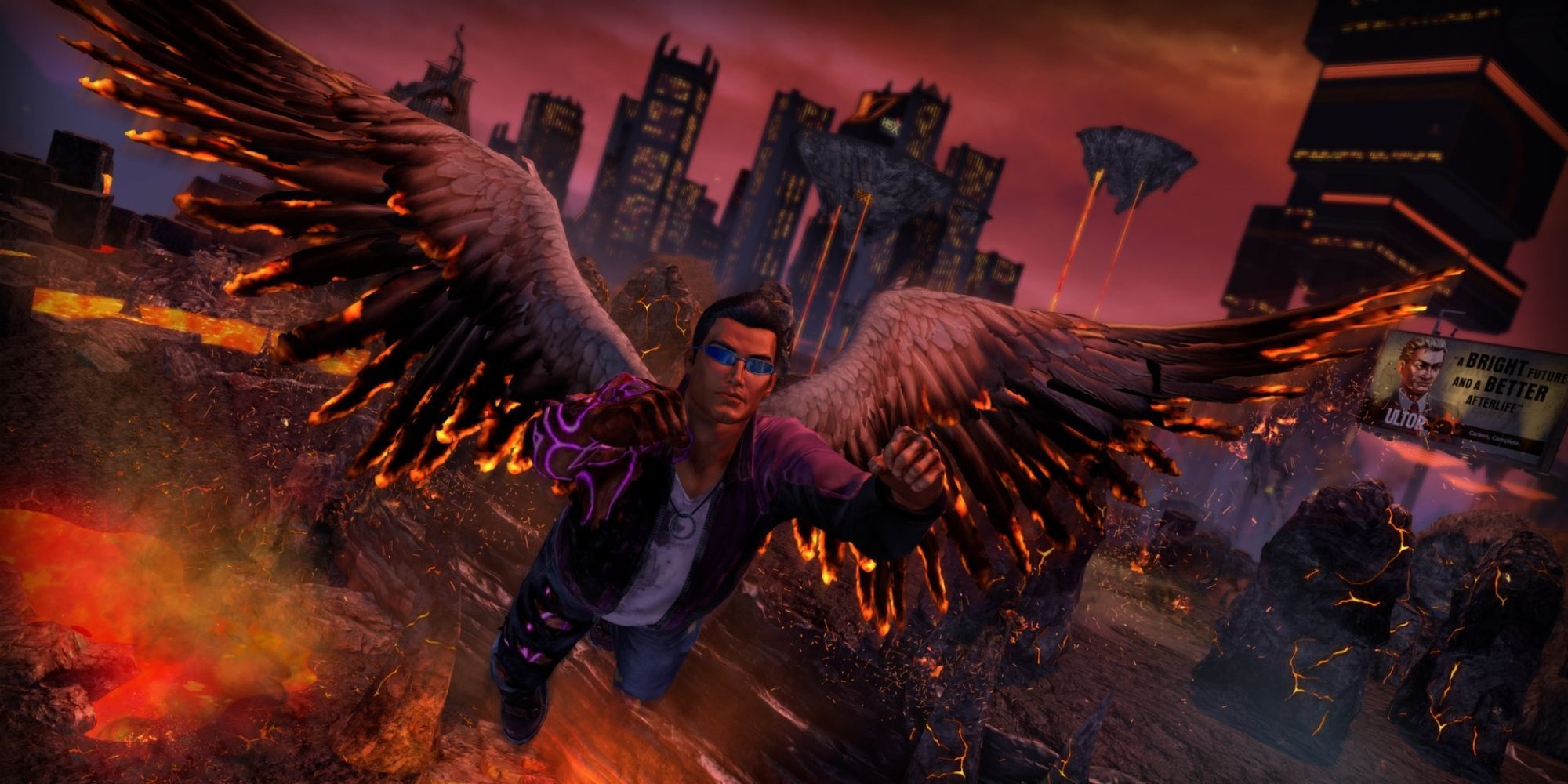 Saints Row Gat Outta Hell gat flying with demonic wings