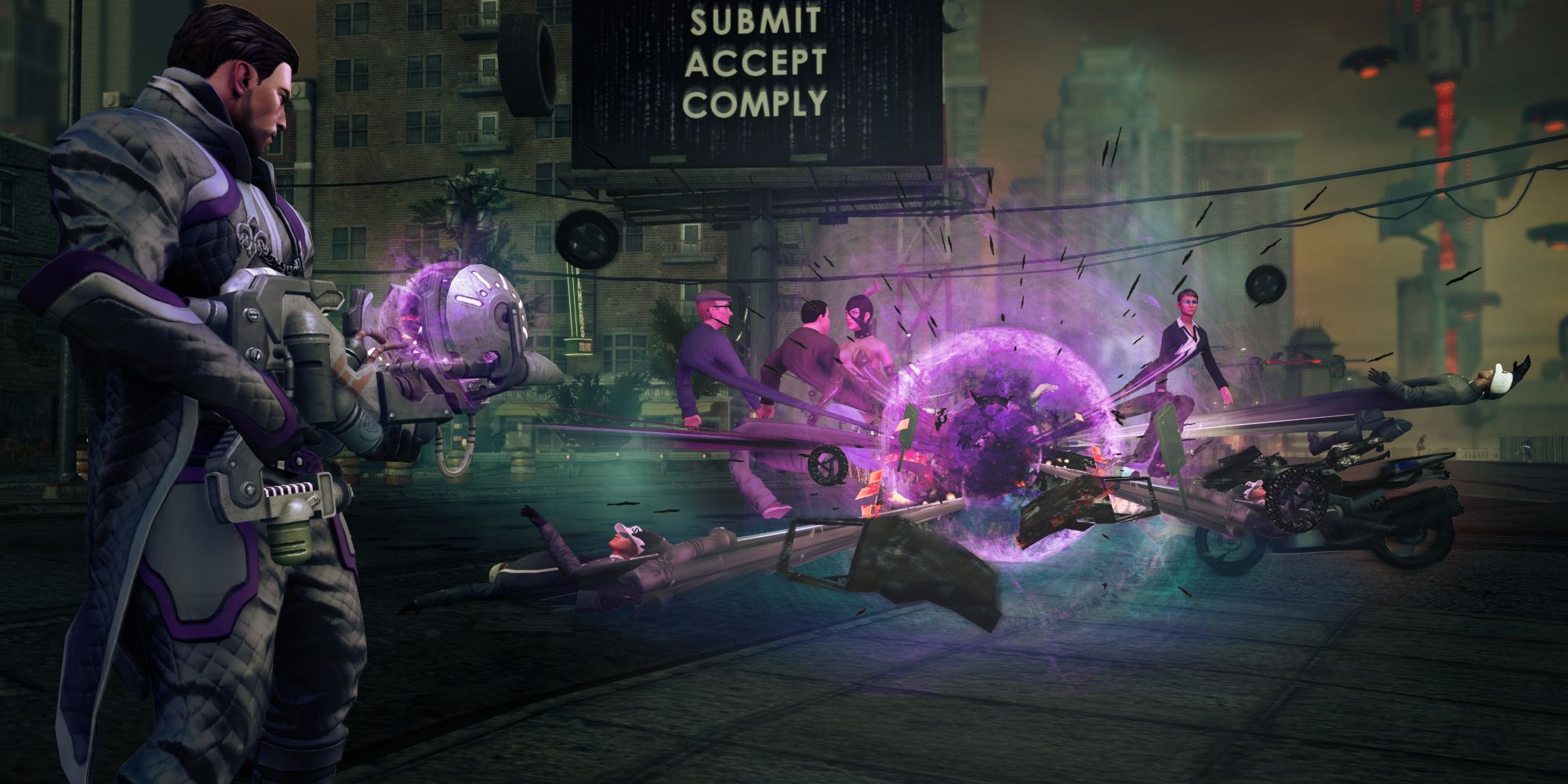 Saints Row IV Screenshot Of Black Hole Launcher In Use