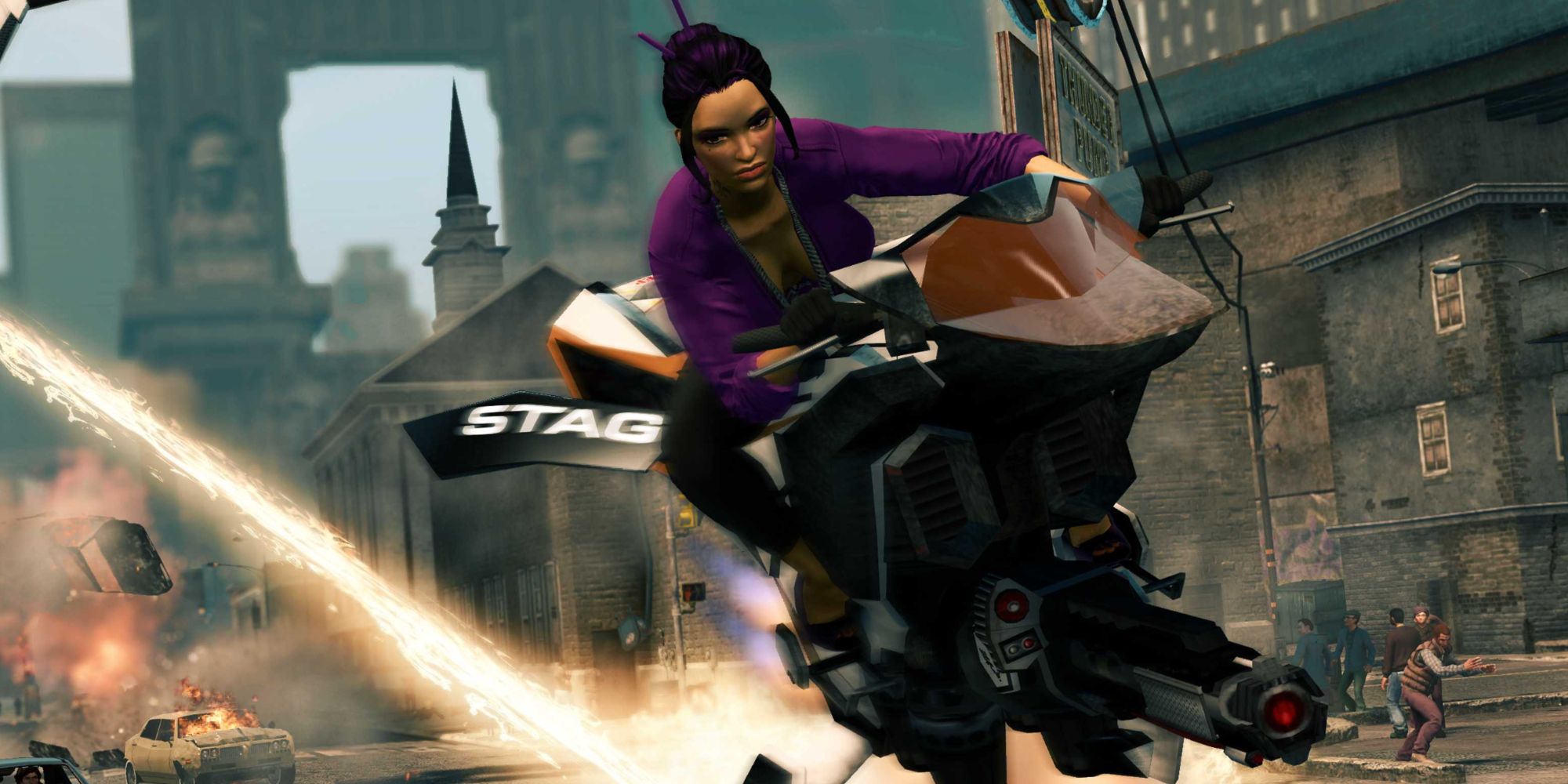 Saints Row Screenshot Of The Protagonist Riding a Specter