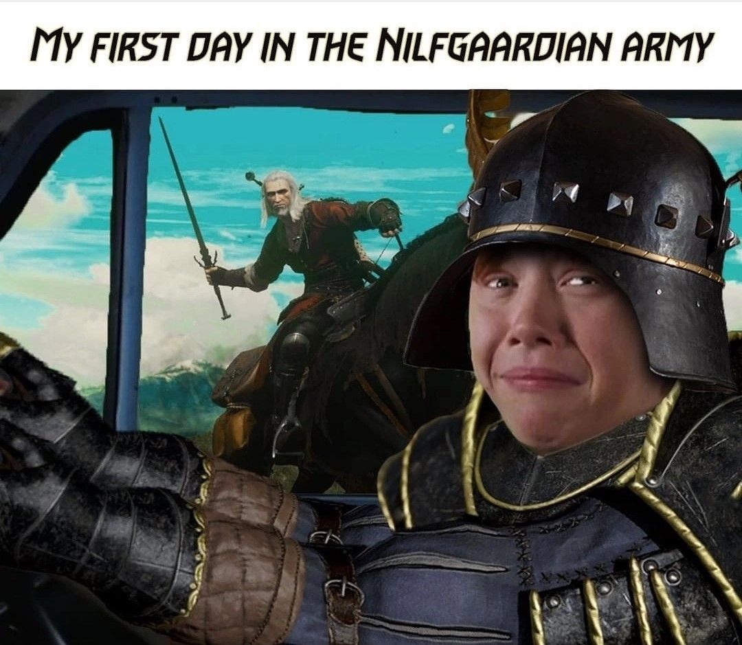 Ron-Weasely-Harry-Potter-Witcher-3-Geralt-meme-first-day-in-the-Nilfgaardian-army