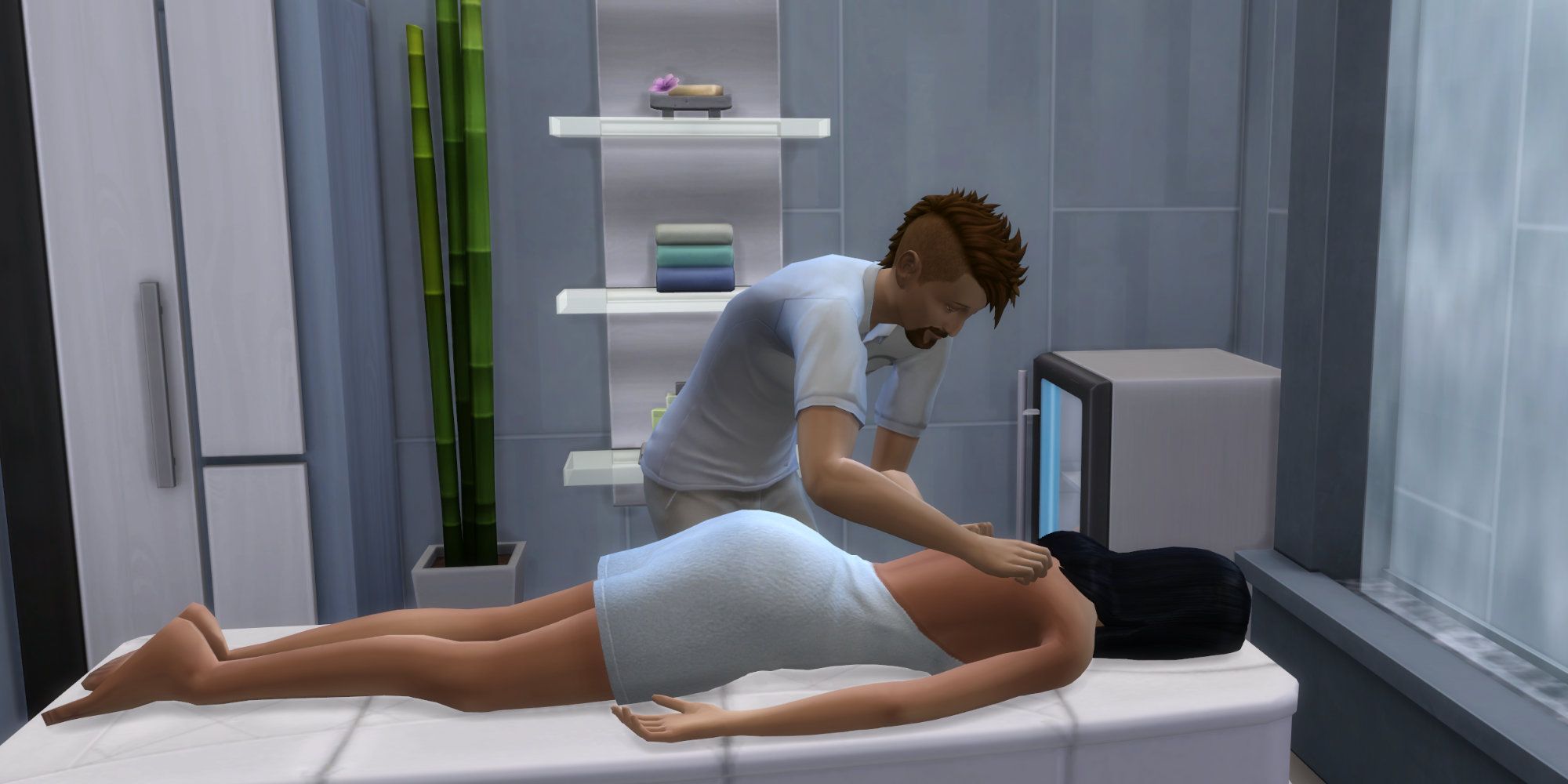 Sims 4 Bella Goth getting massage