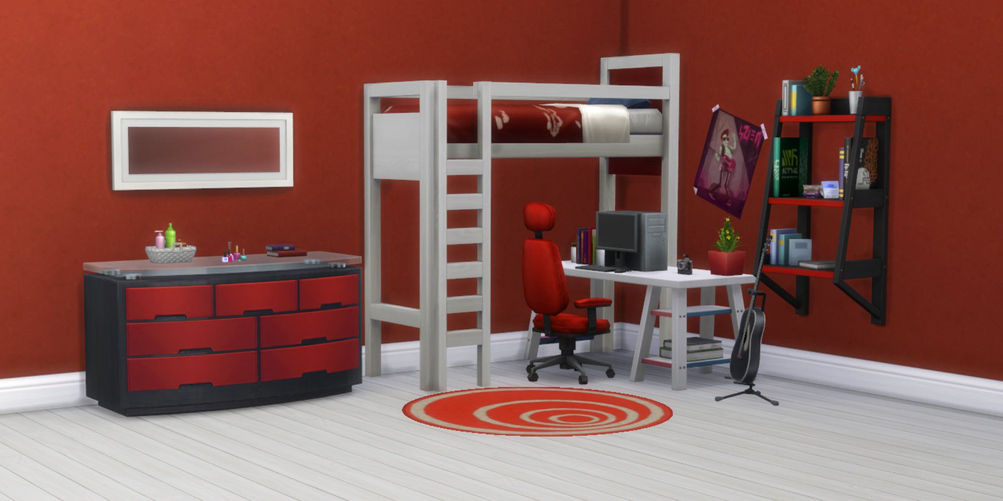 Sims 4 bunk bed with furniture for a teenagers room