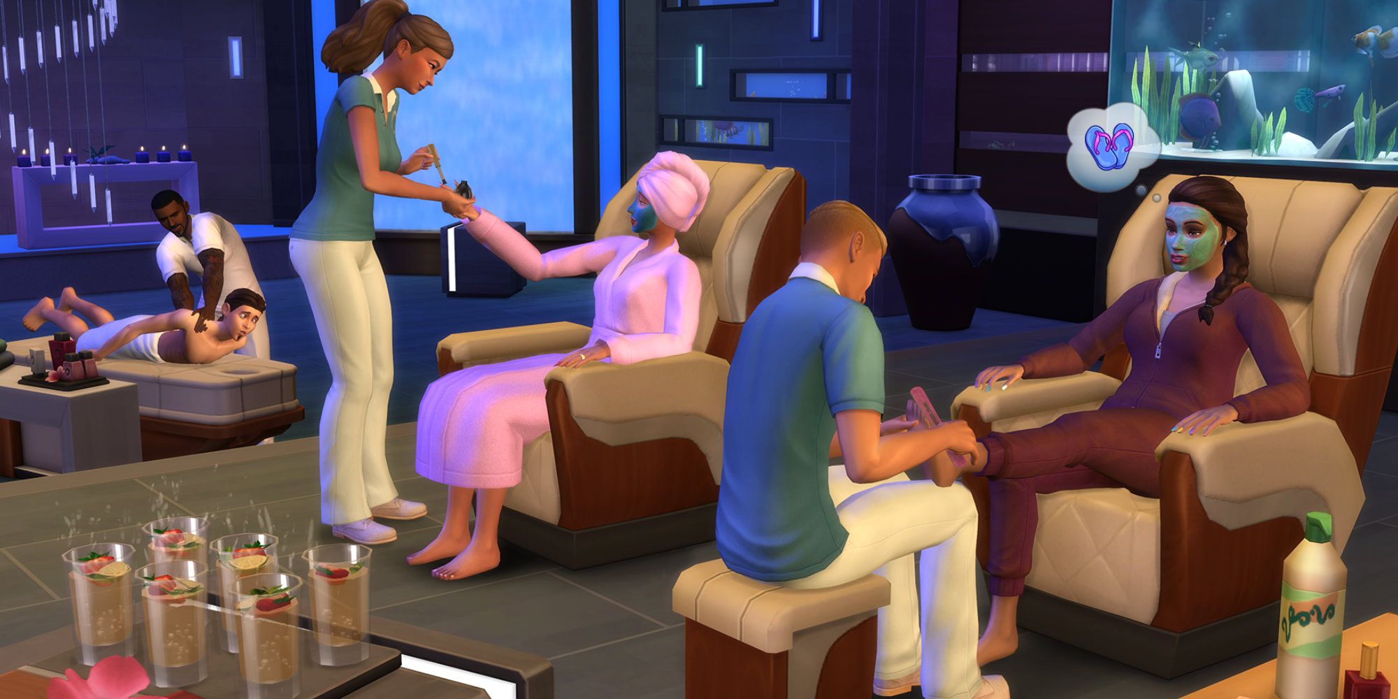 Sims 4 spa day manicures and pedicures alongside a massage