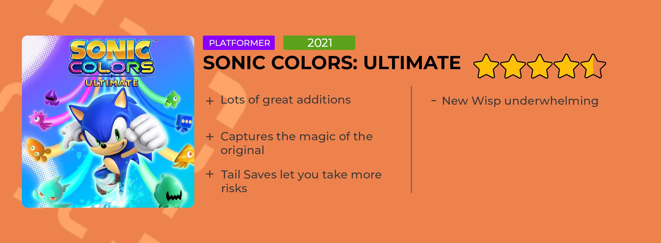 Sonic Colors Ultimate Review Card