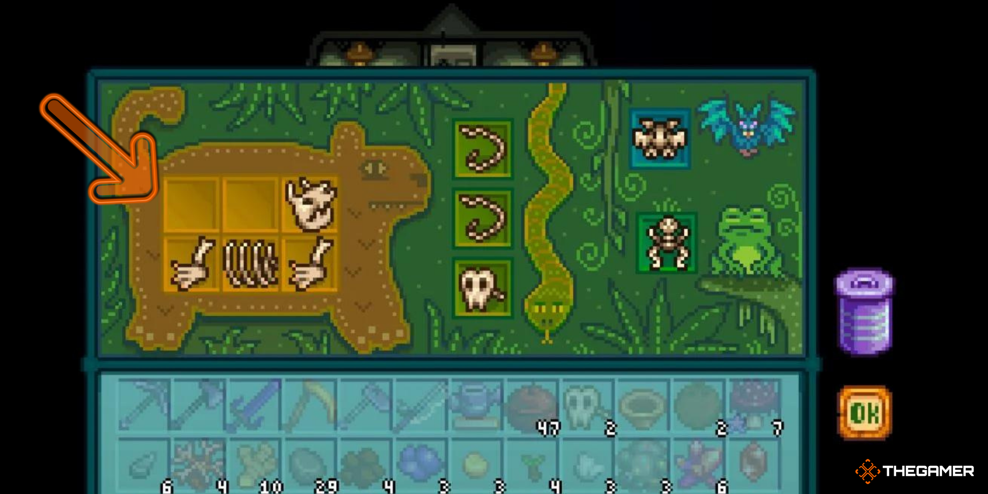 Stardew Valley Ginger Island - Fossils in Field Office, Large Mammal Mrked