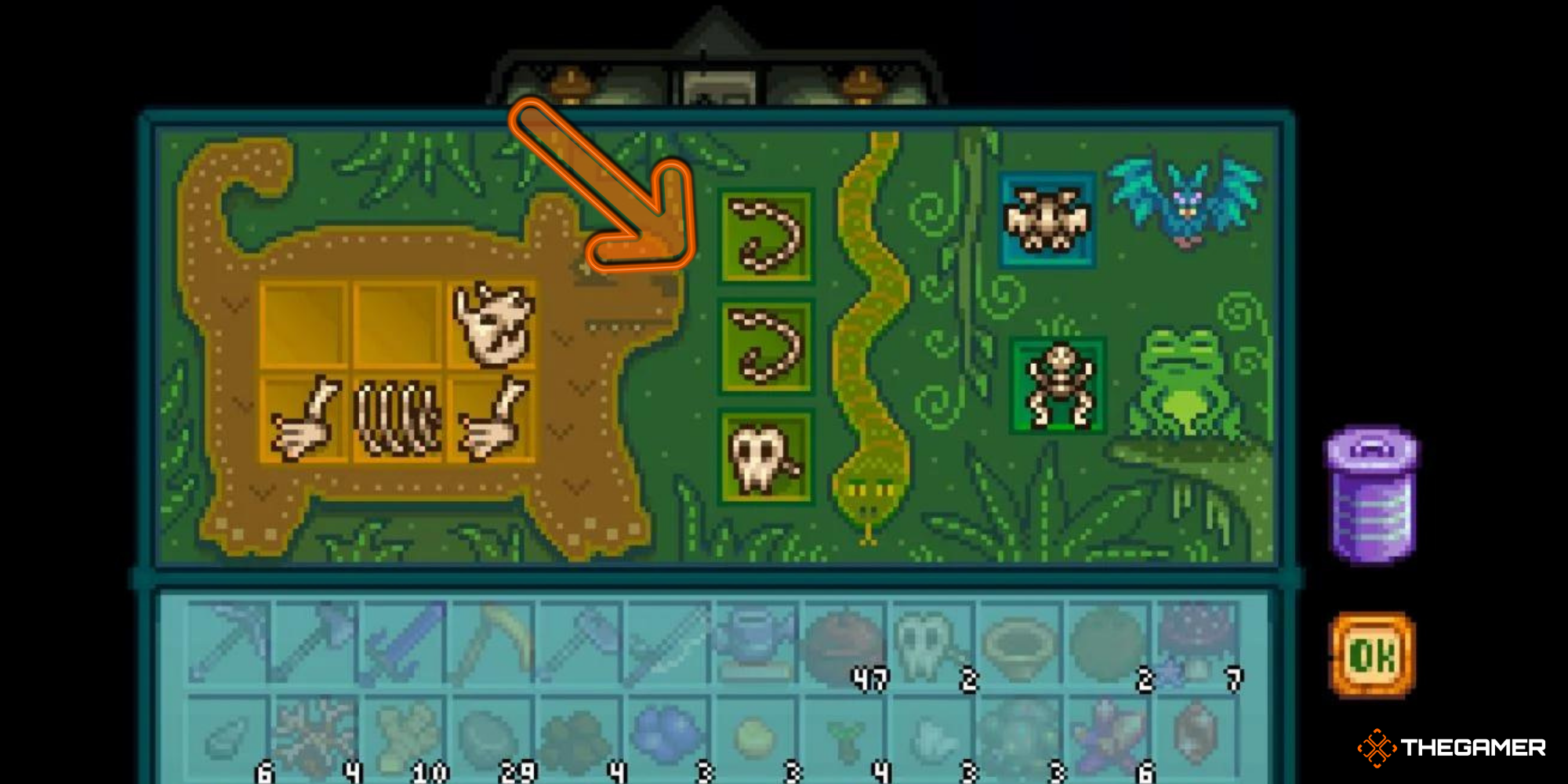 Stardew Valley Ginger Island - Fossils in Field Office, Snake Marked