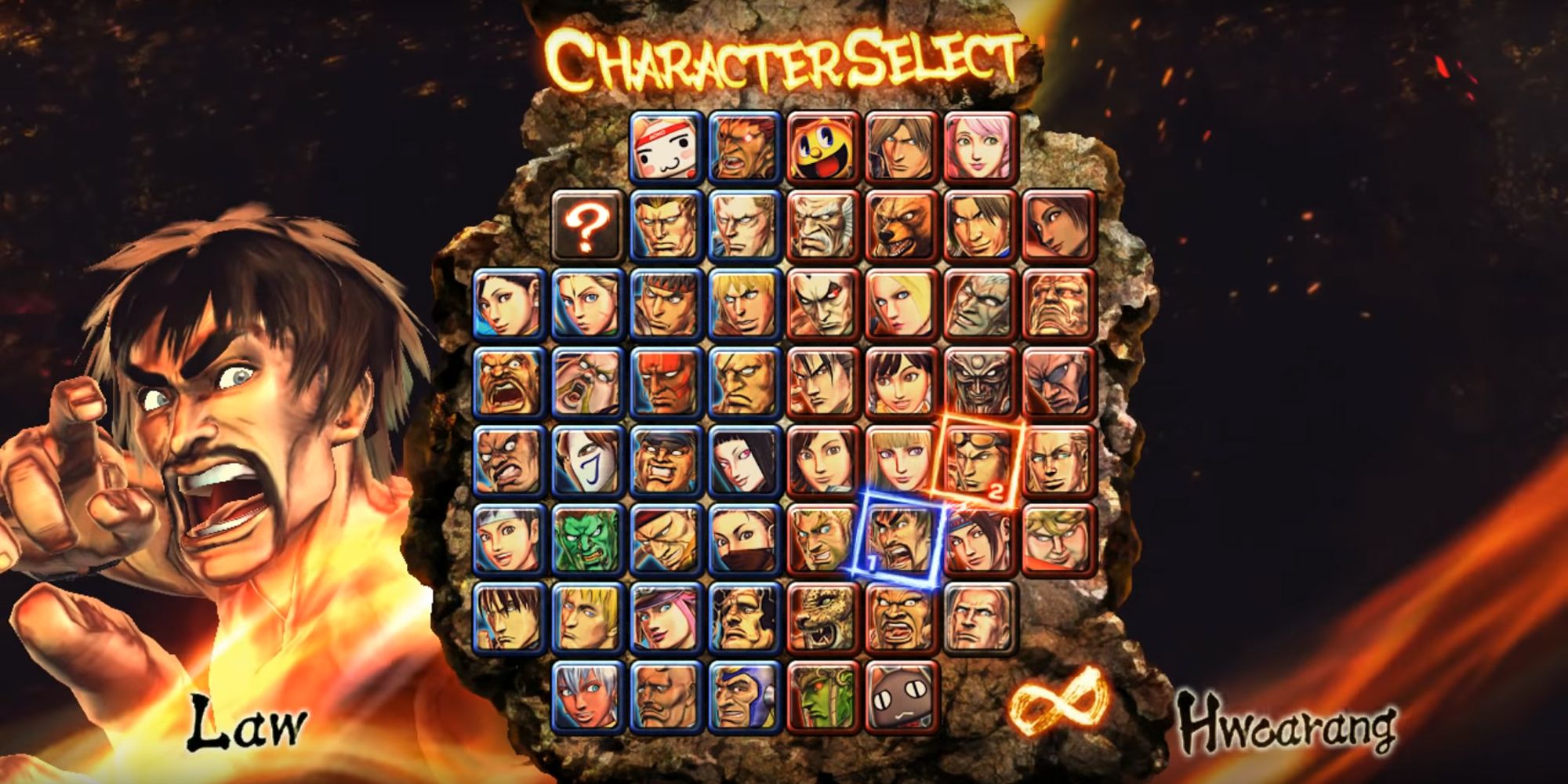 The Character Select Screen for Street Fighter X Tekken