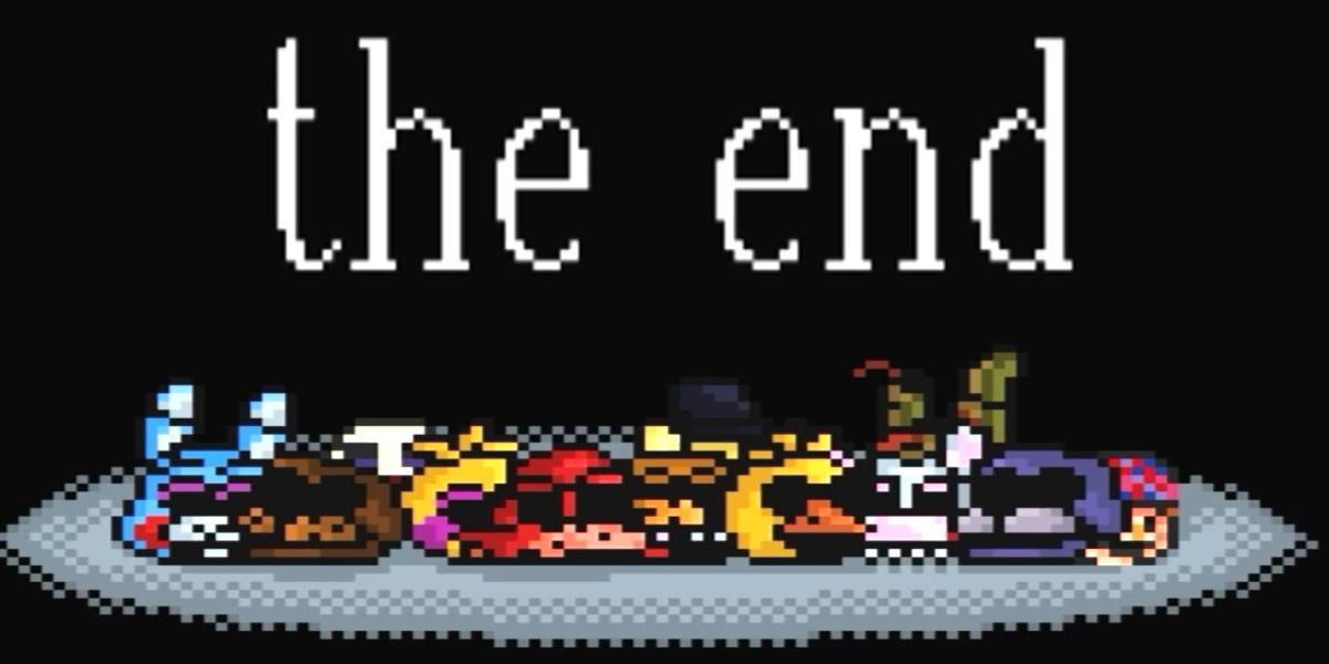 The ending screen for Super FNAF