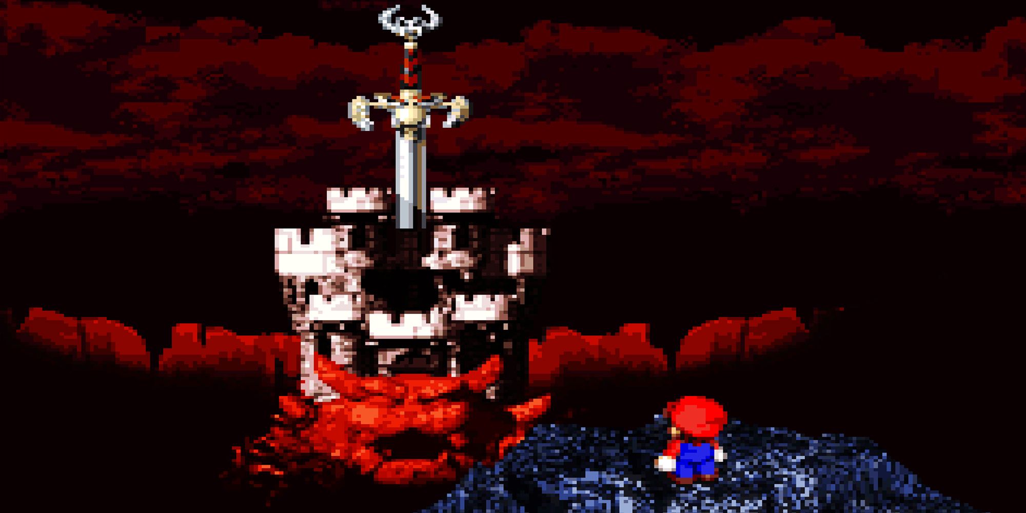 Super Mario RPG Mario Overlooking Bower's Castle