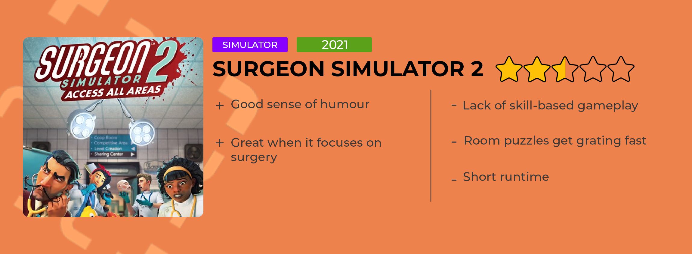 Surgeon Simulator 2 Review Card
