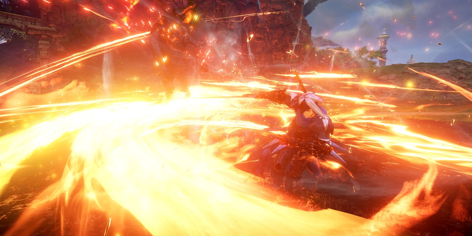 Alphen using his Astral Artes of his Blazing Sword in Tales of Arise