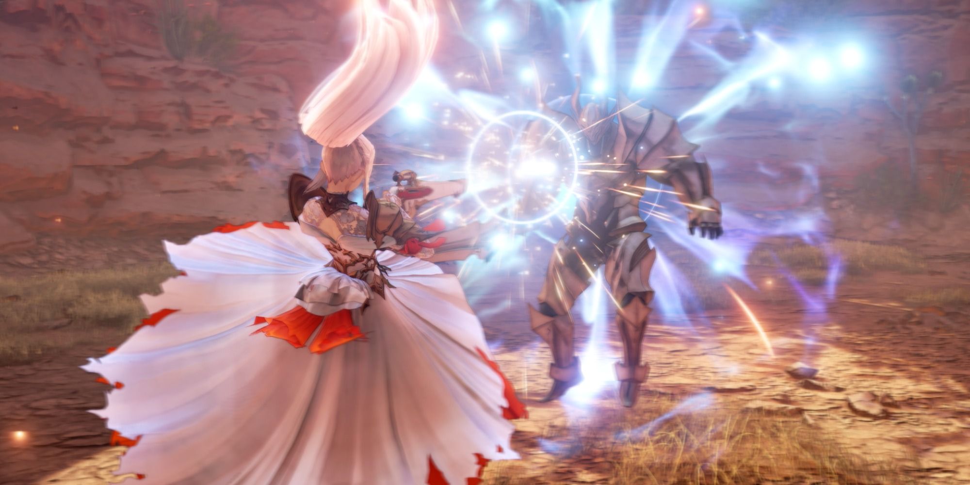 Shionne shooting a Calaglia Knight in Tales of Arise
