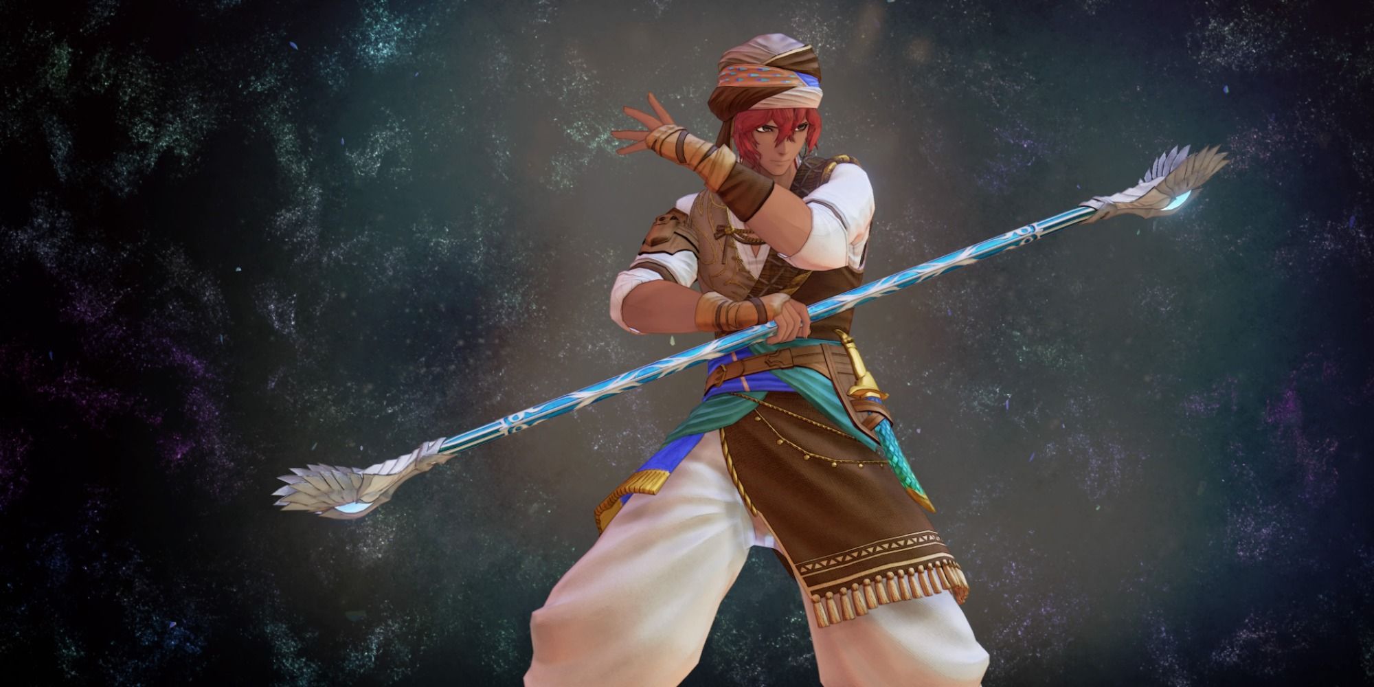 Dohalim in Tales of Arise wielding the Liber Pater rod