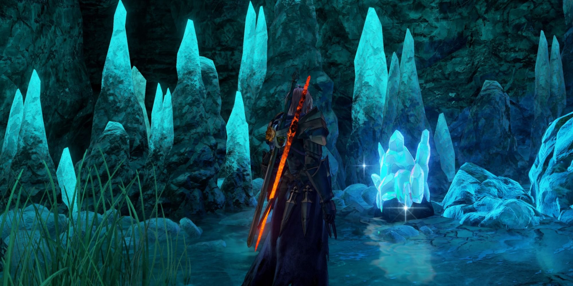 Alphen approaching a mineral deposit in Tales of Arise.