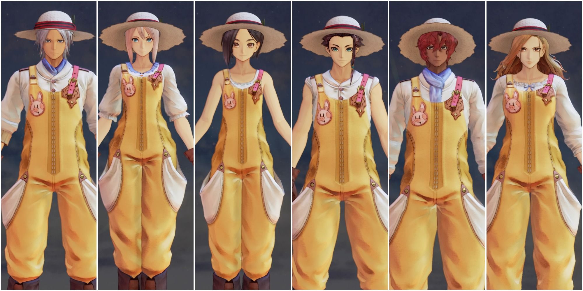 Every party member in Tales of Arise wearing the Ranch Outfit.